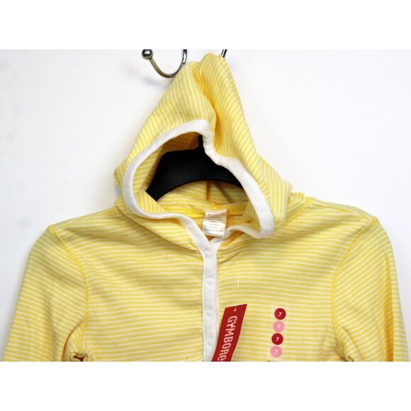 NEW 2006/05 Gymboree Prep Henley 7 Spring Shirt Hoodie Yellow White Stripe Sprin - Picture 2 of 8